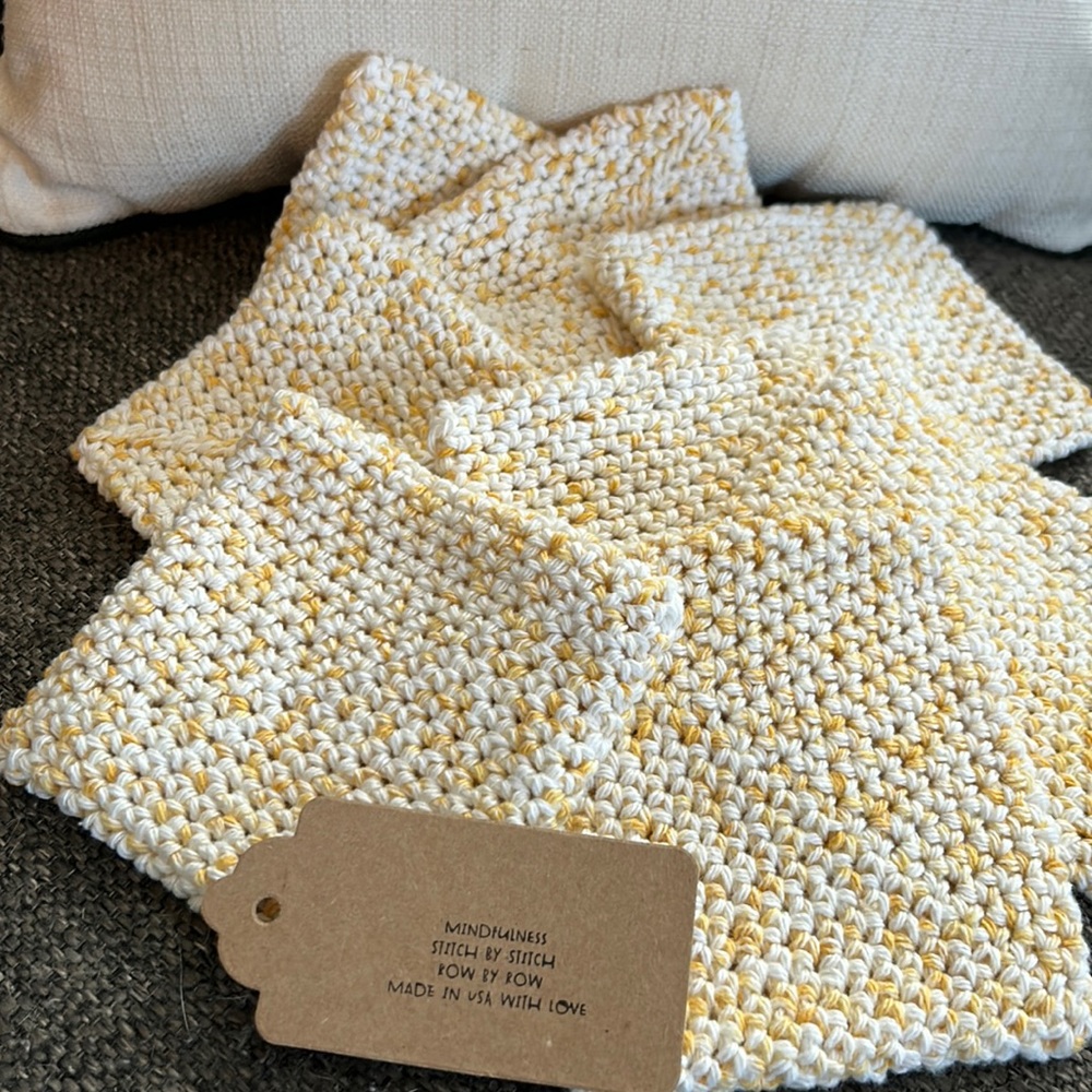 NWT 8 Coasters Made in USA with 100% recycled cotton! Perfect to use as trivet!